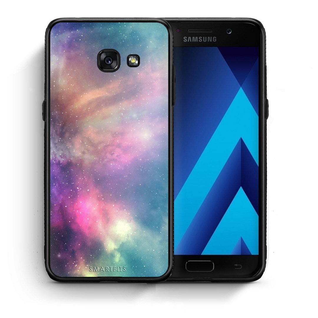 Θήκη Samsung A5 2017 Rainbow Galaxy από τη Smartfits με σχέδιο στο πίσω μέρος και μαύρο περίβλημα | Samsung A5 2017 Rainbow Galaxy case with colorful back and black bezels