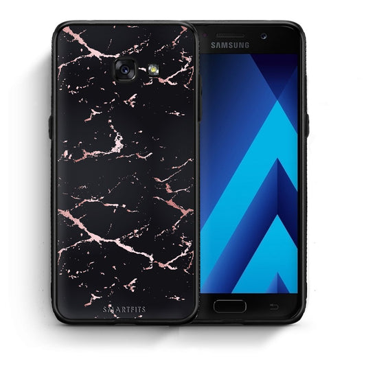 Θήκη Samsung A5 2017 Black Rosegold Marble από τη Smartfits με σχέδιο στο πίσω μέρος και μαύρο περίβλημα | Samsung A5 2017 Black Rosegold Marble case with colorful back and black bezels