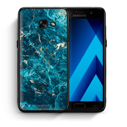 Θήκη Samsung A5 2017 Marble Blue από τη Smartfits με σχέδιο στο πίσω μέρος και μαύρο περίβλημα | Samsung A5 2017 Marble Blue case with colorful back and black bezels