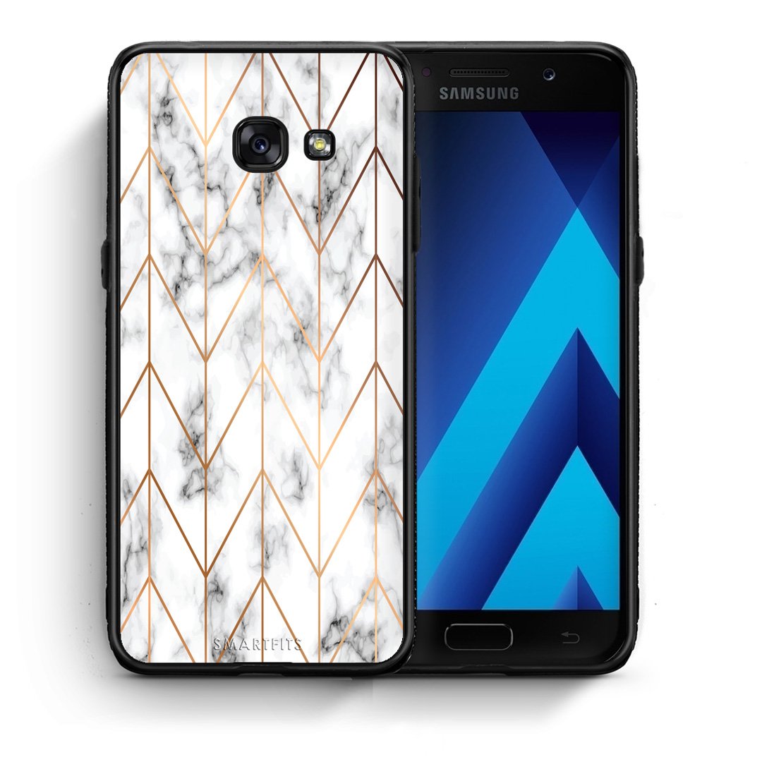 Θήκη Samsung A5 2017 Gold Geometric Marble από τη Smartfits με σχέδιο στο πίσω μέρος και μαύρο περίβλημα | Samsung A5 2017 Gold Geometric Marble case with colorful back and black bezels