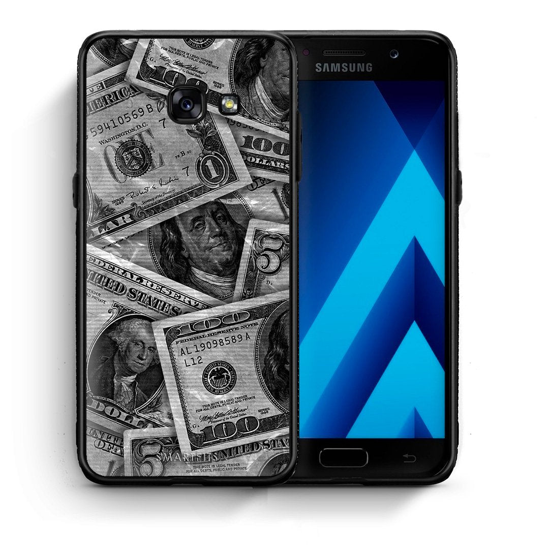 Θήκη Samsung A5 2017 Money Dollars από τη Smartfits με σχέδιο στο πίσω μέρος και μαύρο περίβλημα | Samsung A5 2017 Money Dollars case with colorful back and black bezels