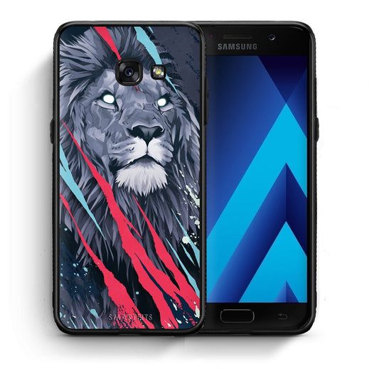 Θήκη Samsung A5 2017 Lion Designer PopArt από τη Smartfits με σχέδιο στο πίσω μέρος και μαύρο περίβλημα | Samsung A5 2017 Lion Designer PopArt case with colorful back and black bezels