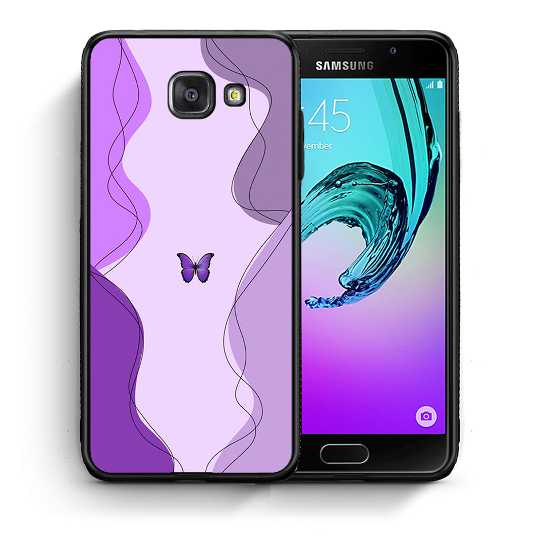 Θήκη Αγίου Βαλεντίνου Samsung A5 2017 Purple Mariposa από τη Smartfits με σχέδιο στο πίσω μέρος και μαύρο περίβλημα | Samsung A5 2017 Purple Mariposa case with colorful back and black bezels