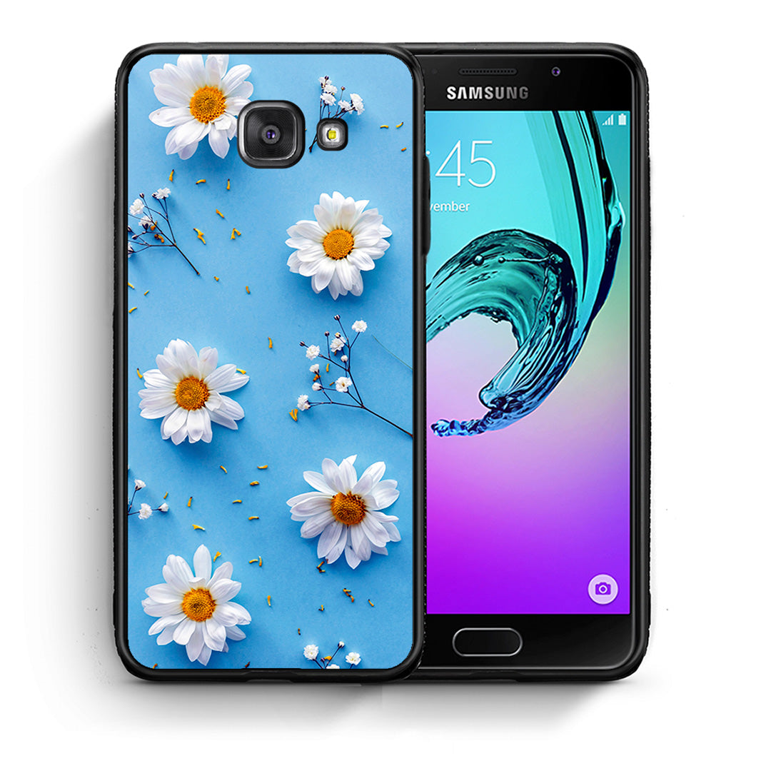 Θήκη Samsung A5 2017 Real Daisies από τη Smartfits με σχέδιο στο πίσω μέρος και μαύρο περίβλημα | Samsung A5 2017 Real Daisies case with colorful back and black bezels
