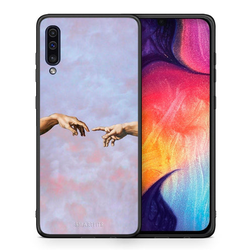 Θήκη Samsung A50/A30s Adam Hand από τη Smartfits με σχέδιο στο πίσω μέρος και μαύρο περίβλημα | Samsung A50/A30s Adam Hand case with colorful back and black bezels