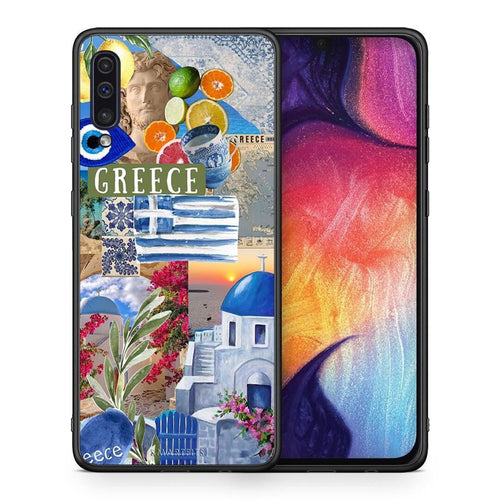 Θήκη Samsung A50 / A30s All Greek από τη Smartfits με σχέδιο στο πίσω μέρος και μαύρο περίβλημα | Samsung A50 / A30s All Greek case with colorful back and black bezels