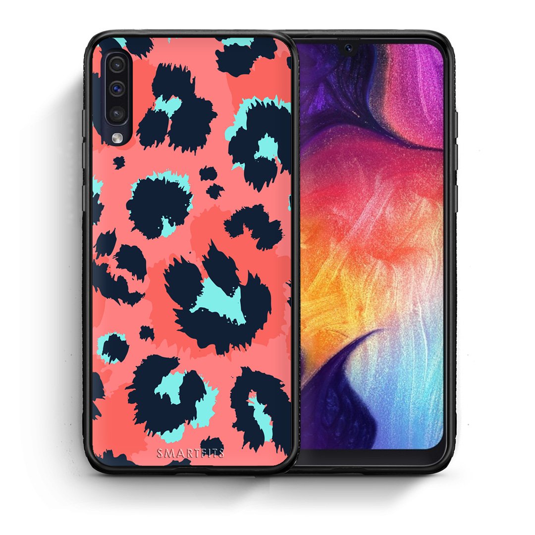 Θήκη Samsung A50/A30s Pink Leopard Animal από τη Smartfits με σχέδιο στο πίσω μέρος και μαύρο περίβλημα | Samsung A50/A30s Pink Leopard Animal case with colorful back and black bezels