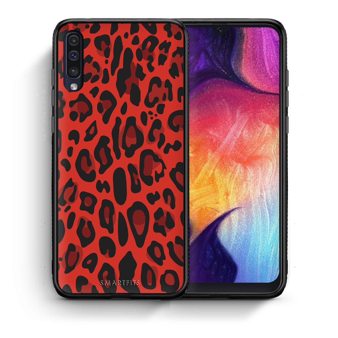 Θήκη Samsung A50/A30s Red Leopard Animal από τη Smartfits με σχέδιο στο πίσω μέρος και μαύρο περίβλημα | Samsung A50/A30s Red Leopard Animal case with colorful back and black bezels