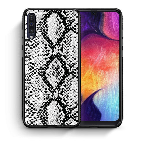 Θήκη Samsung A50/A30s White Snake Animal από τη Smartfits με σχέδιο στο πίσω μέρος και μαύρο περίβλημα | Samsung A50/A30s White Snake Animal case with colorful back and black bezels