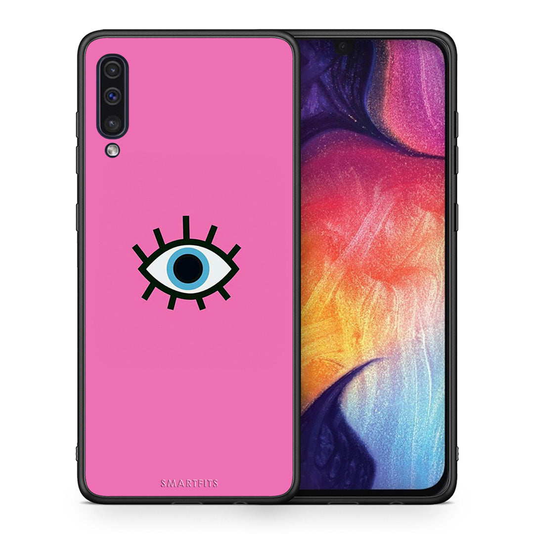 Θήκη Samsung A50/A30s Blue Eye Pink από τη Smartfits με σχέδιο στο πίσω μέρος και μαύρο περίβλημα | Samsung A50/A30s Blue Eye Pink case with colorful back and black bezels