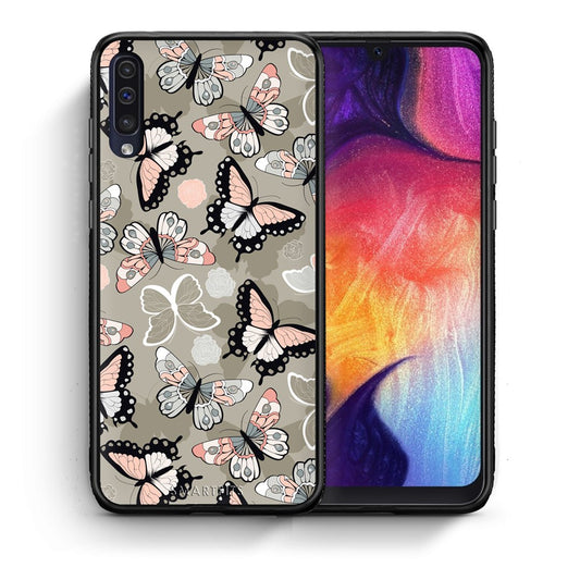 Θήκη Samsung A50/A30s Butterflies Boho από τη Smartfits με σχέδιο στο πίσω μέρος και μαύρο περίβλημα | Samsung A50/A30s Butterflies Boho case with colorful back and black bezels