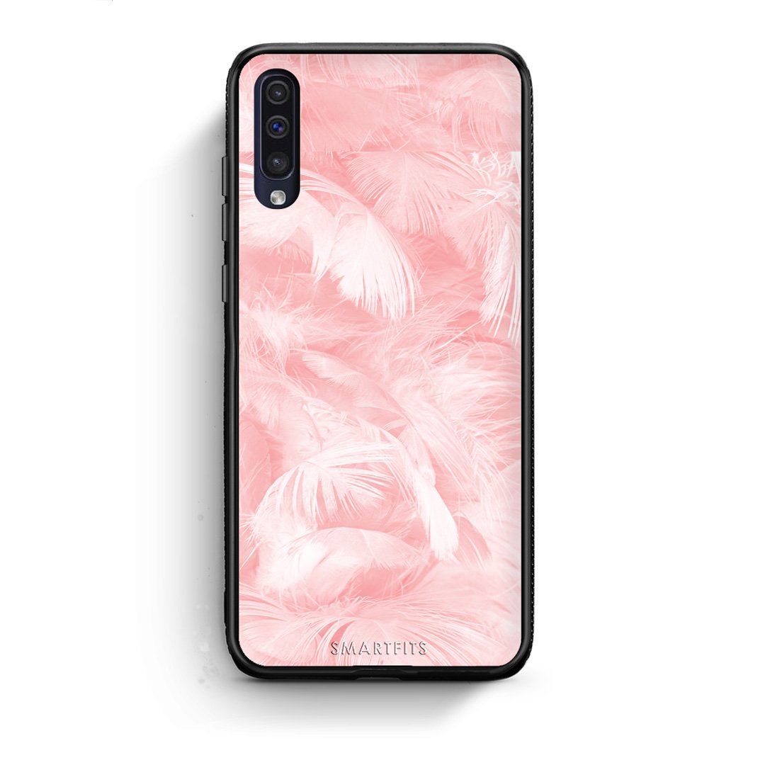 33 - samsung galaxy a50 Pink Feather Boho case, cover, bumper