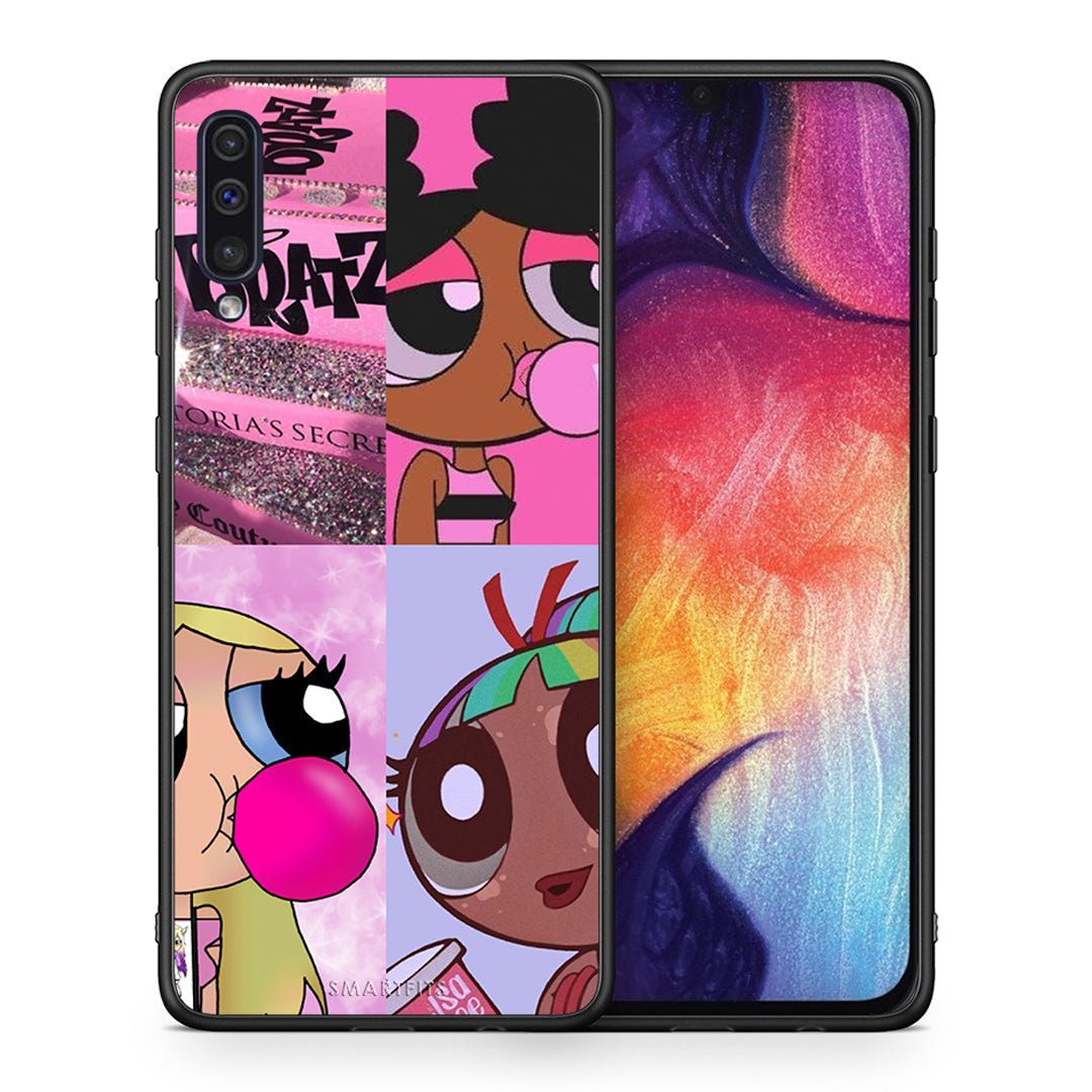 Θήκη Αγίου Βαλεντίνου Samsung A50 / A30s Bubble Girls από τη Smartfits με σχέδιο στο πίσω μέρος και μαύρο περίβλημα | Samsung A50 / A30s Bubble Girls case with colorful back and black bezels