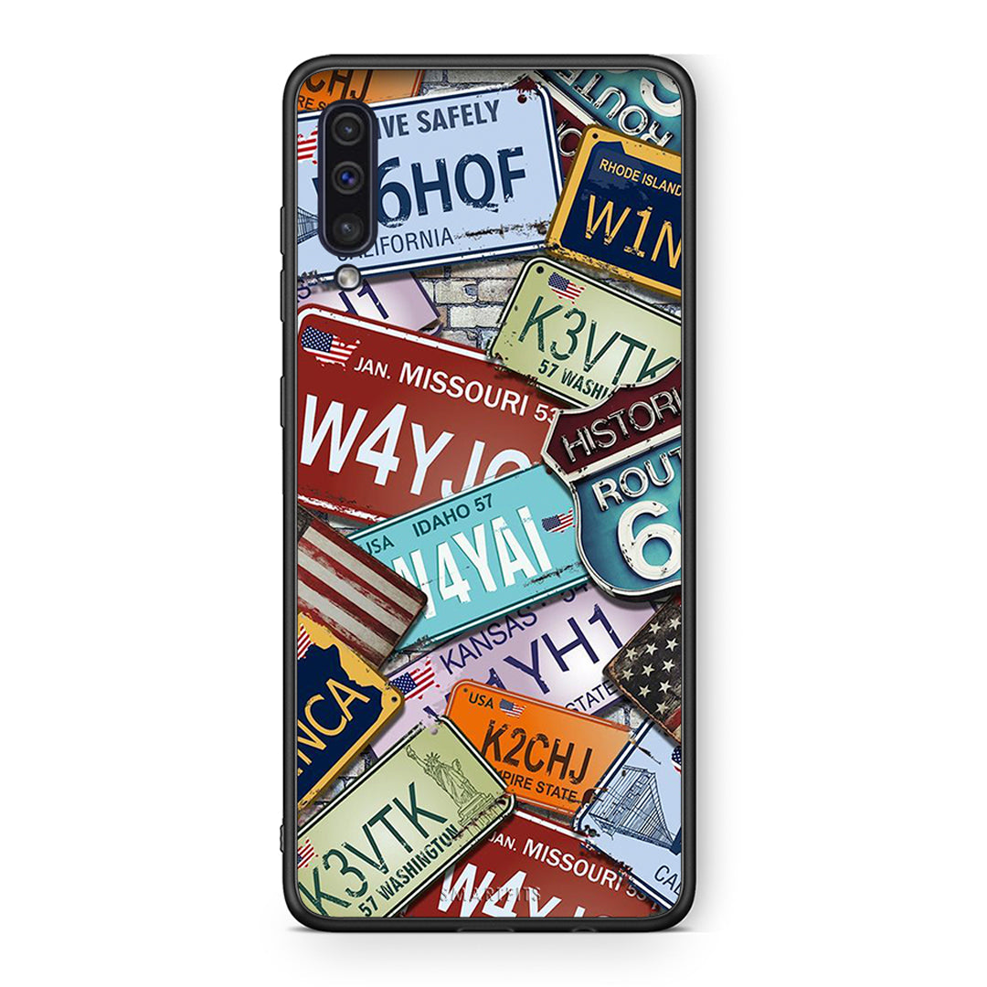 samsung a50 Car Plates θήκη από τη Smartfits με σχέδιο στο πίσω μέρος και μαύρο περίβλημα | Smartphone case with colorful back and black bezels by Smartfits