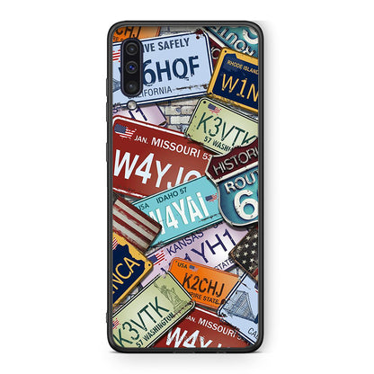 samsung a50 Car Plates θήκη από τη Smartfits με σχέδιο στο πίσω μέρος και μαύρο περίβλημα | Smartphone case with colorful back and black bezels by Smartfits