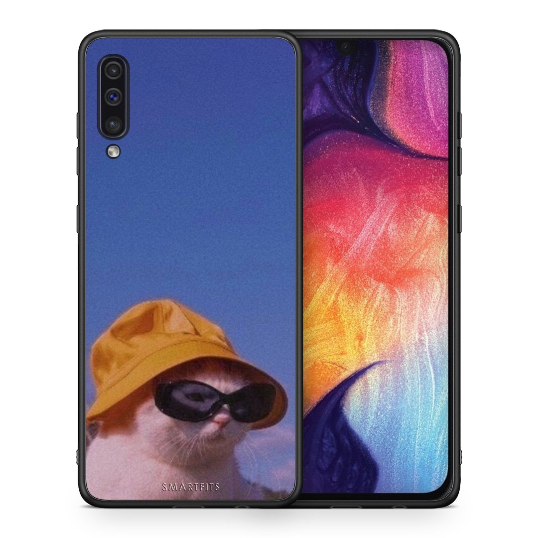 Θήκη Samsung A50/A30s Cat Diva από τη Smartfits με σχέδιο στο πίσω μέρος και μαύρο περίβλημα | Samsung A50/A30s Cat Diva case with colorful back and black bezels