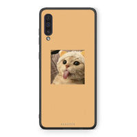 Thumbnail for samsung a50 Cat Tongue θήκη από τη Smartfits με σχέδιο στο πίσω μέρος και μαύρο περίβλημα | Smartphone case with colorful back and black bezels by Smartfits