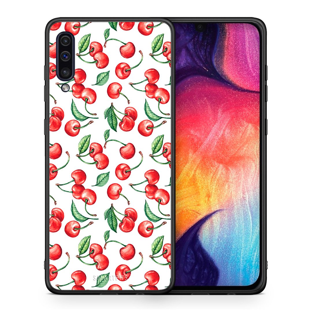 Θήκη Samsung A50/A30s Cherry Summer από τη Smartfits με σχέδιο στο πίσω μέρος και μαύρο περίβλημα | Samsung A50/A30s Cherry Summer case with colorful back and black bezels