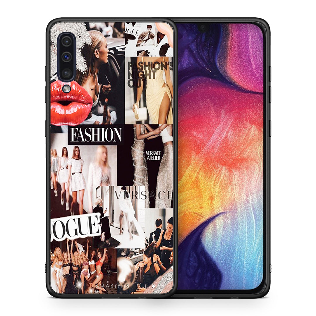 Θήκη Αγίου Βαλεντίνου Samsung A50 / A30s Collage Fashion από τη Smartfits με σχέδιο στο πίσω μέρος και μαύρο περίβλημα | Samsung A50 / A30s Collage Fashion case with colorful back and black bezels