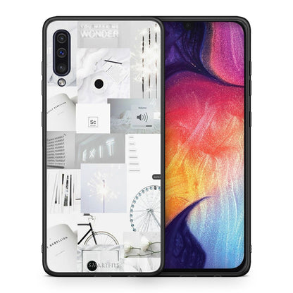 Θήκη Αγίου Βαλεντίνου Samsung A50 / A30s Collage Make Me Wonder από τη Smartfits με σχέδιο στο πίσω μέρος και μαύρο περίβλημα | Samsung A50 / A30s Collage Make Me Wonder case with colorful back and black bezels