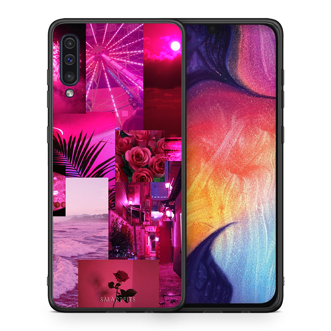 Θήκη Αγίου Βαλεντίνου Samsung A50 / A30s Collage Red Roses από τη Smartfits με σχέδιο στο πίσω μέρος και μαύρο περίβλημα | Samsung A50 / A30s Collage Red Roses case with colorful back and black bezels