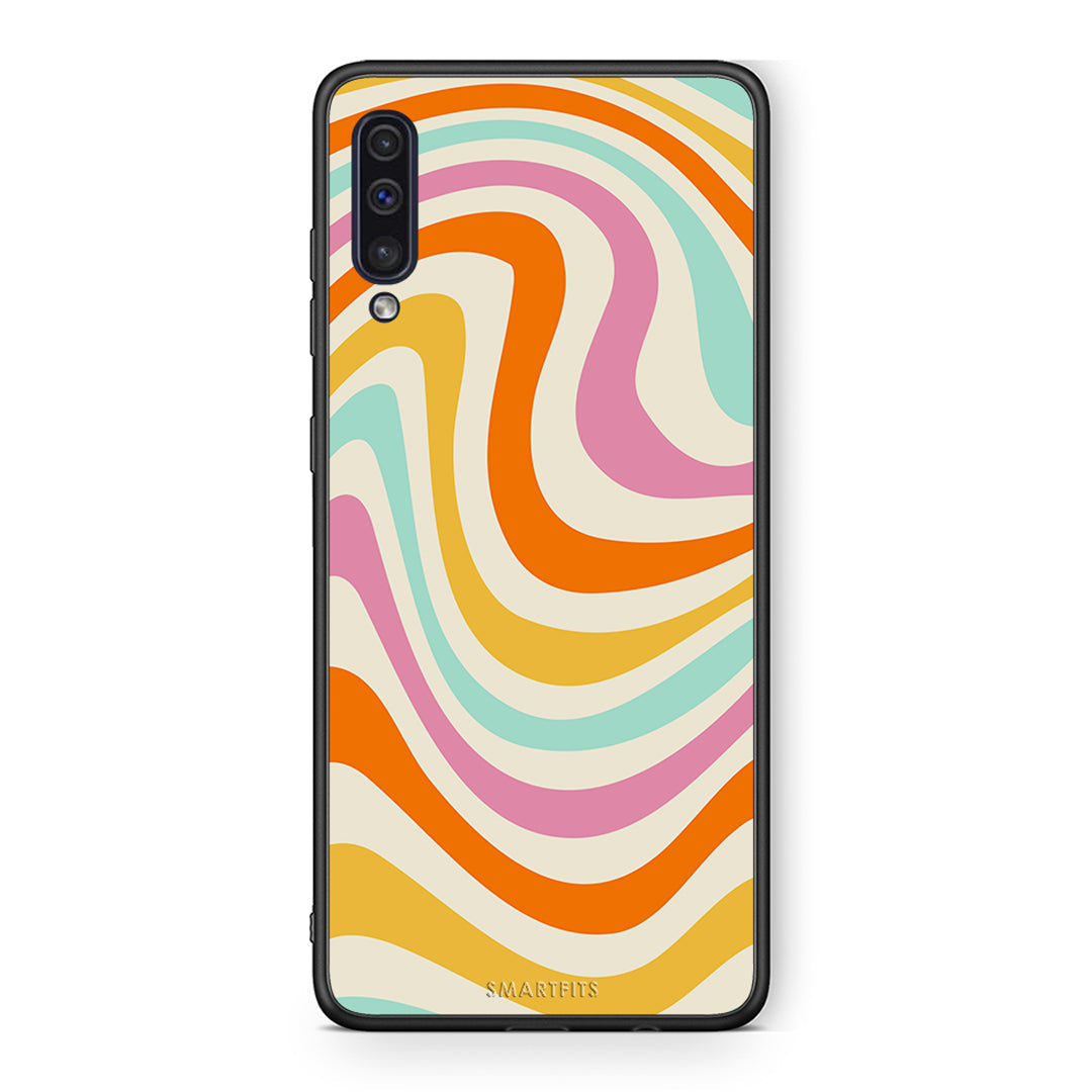 samsung a50 Colourful Waves θήκη από τη Smartfits με σχέδιο στο πίσω μέρος και μαύρο περίβλημα | Smartphone case with colorful back and black bezels by Smartfits