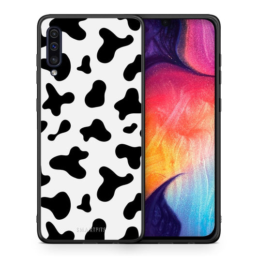 Θήκη Samsung A50/A30s Cow Print από τη Smartfits με σχέδιο στο πίσω μέρος και μαύρο περίβλημα | Samsung A50/A30s Cow Print case with colorful back and black bezels