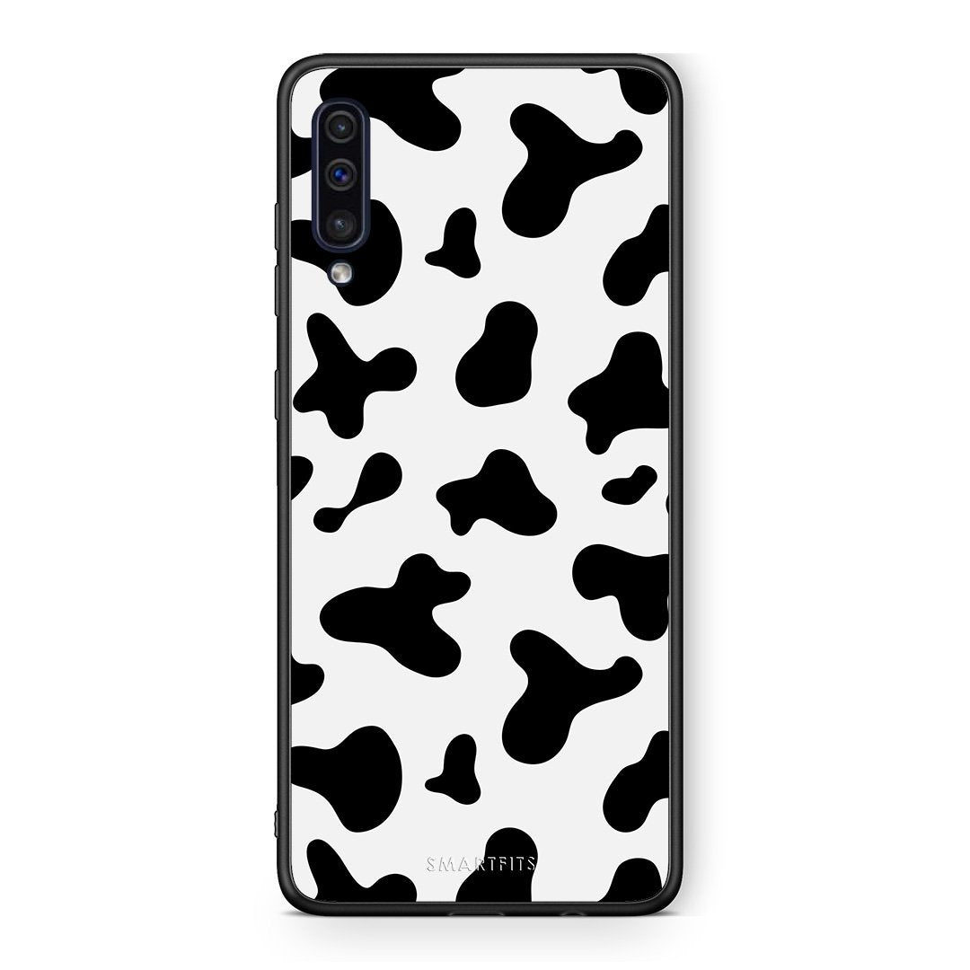 samsung a50 Cow Print θήκη από τη Smartfits με σχέδιο στο πίσω μέρος και μαύρο περίβλημα | Smartphone case with colorful back and black bezels by Smartfits