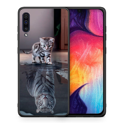 Θήκη Samsung A50/A30s Tiger Cute από τη Smartfits με σχέδιο στο πίσω μέρος και μαύρο περίβλημα | Samsung A50/A30s Tiger Cute case with colorful back and black bezels