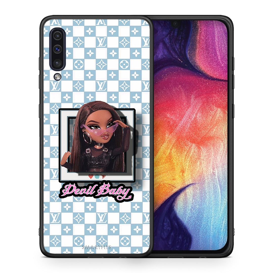 Θήκη Αγίου Βαλεντίνου Samsung A50 / A30s Devil Baby από τη Smartfits με σχέδιο στο πίσω μέρος και μαύρο περίβλημα | Samsung A50 / A30s Devil Baby case with colorful back and black bezels