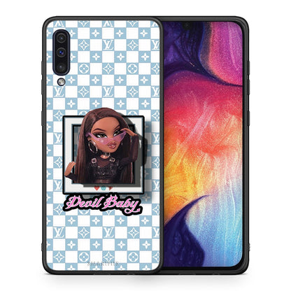 Θήκη Αγίου Βαλεντίνου Samsung A50 / A30s Devil Baby από τη Smartfits με σχέδιο στο πίσω μέρος και μαύρο περίβλημα | Samsung A50 / A30s Devil Baby case with colorful back and black bezels