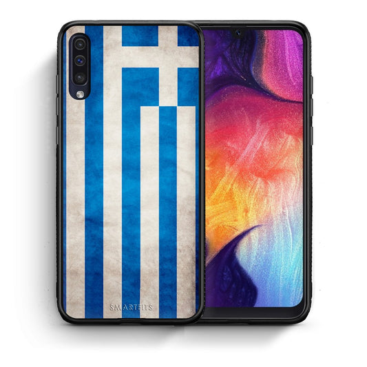 Θήκη Samsung A50/A30s Greek Flag από τη Smartfits με σχέδιο στο πίσω μέρος και μαύρο περίβλημα | Samsung A50/A30s Greek Flag case with colorful back and black bezels