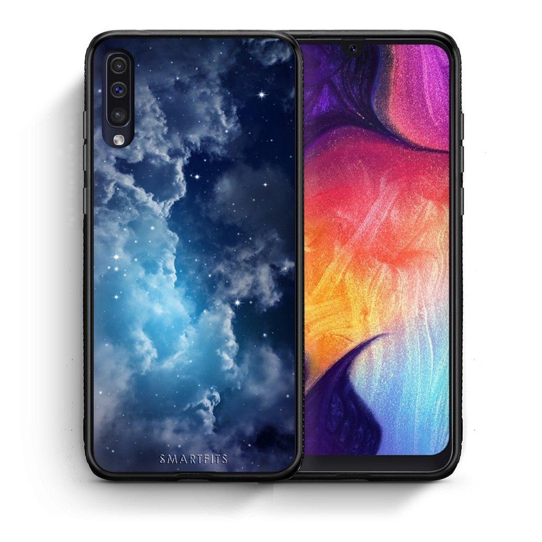 Θήκη Samsung A50/A30s Blue Sky Galaxy από τη Smartfits με σχέδιο στο πίσω μέρος και μαύρο περίβλημα | Samsung A50/A30s Blue Sky Galaxy case with colorful back and black bezels