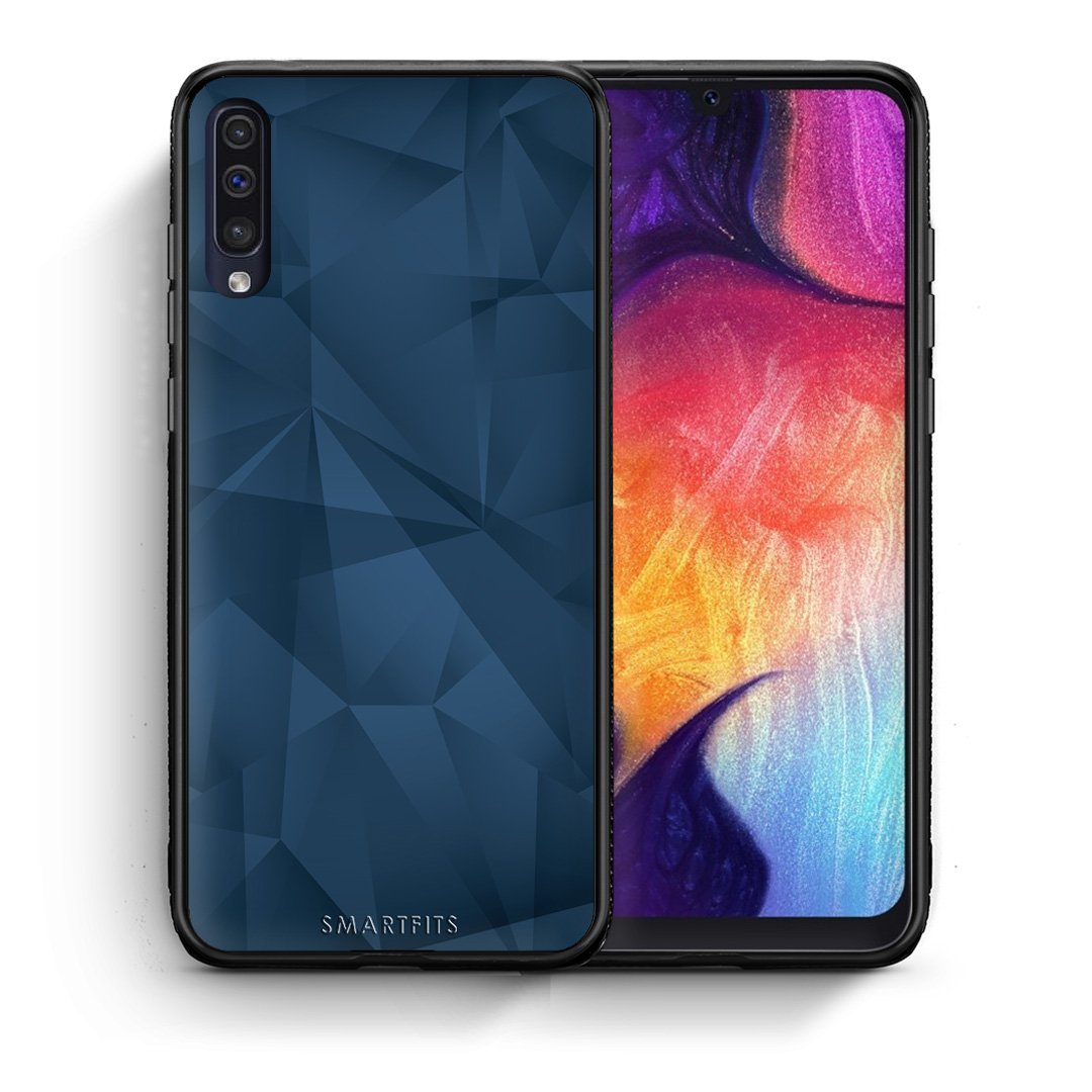 Θήκη Samsung A50/A30s Blue Abstract Geometric από τη Smartfits με σχέδιο στο πίσω μέρος και μαύρο περίβλημα | Samsung A50/A30s Blue Abstract Geometric case with colorful back and black bezels