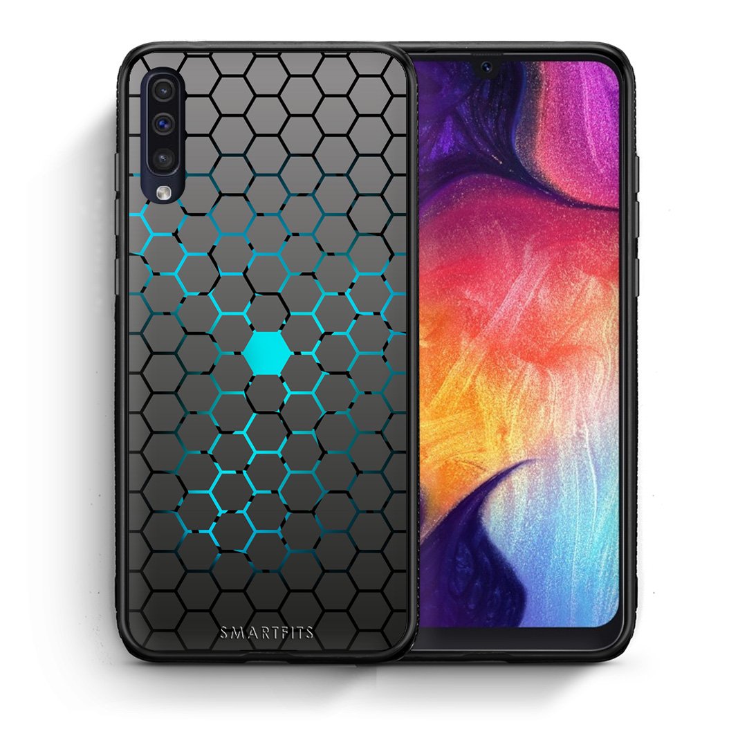 Θήκη Samsung A50/A30s Hexagonal Geometric από τη Smartfits με σχέδιο στο πίσω μέρος και μαύρο περίβλημα | Samsung A50/A30s Hexagonal Geometric case with colorful back and black bezels