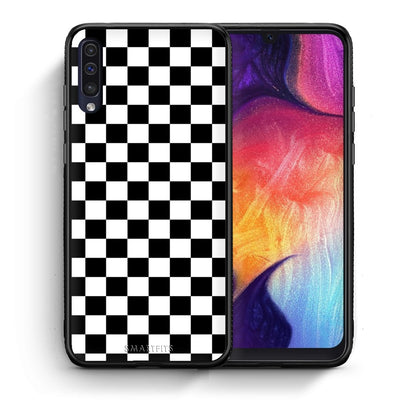 Θήκη Samsung A50/A30s Squares Geometric από τη Smartfits με σχέδιο στο πίσω μέρος και μαύρο περίβλημα | Samsung A50/A30s Squares Geometric case with colorful back and black bezels
