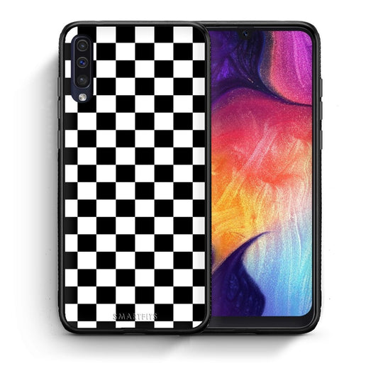 Θήκη Samsung A50/A30s Squares Geometric από τη Smartfits με σχέδιο στο πίσω μέρος και μαύρο περίβλημα | Samsung A50/A30s Squares Geometric case with colorful back and black bezels