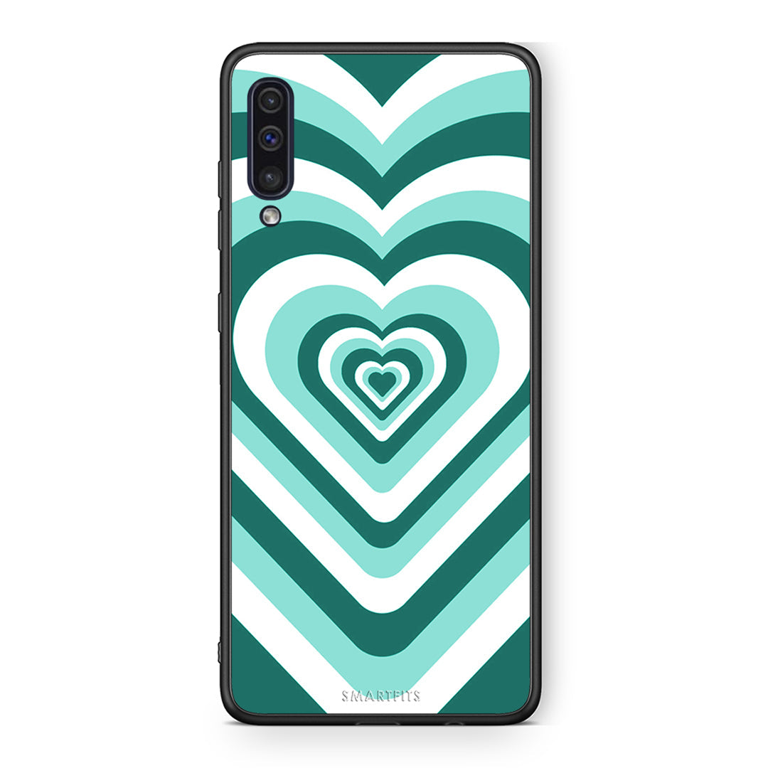 samsung a50 Green Hearts θήκη από τη Smartfits με σχέδιο στο πίσω μέρος και μαύρο περίβλημα | Smartphone case with colorful back and black bezels by Smartfits
