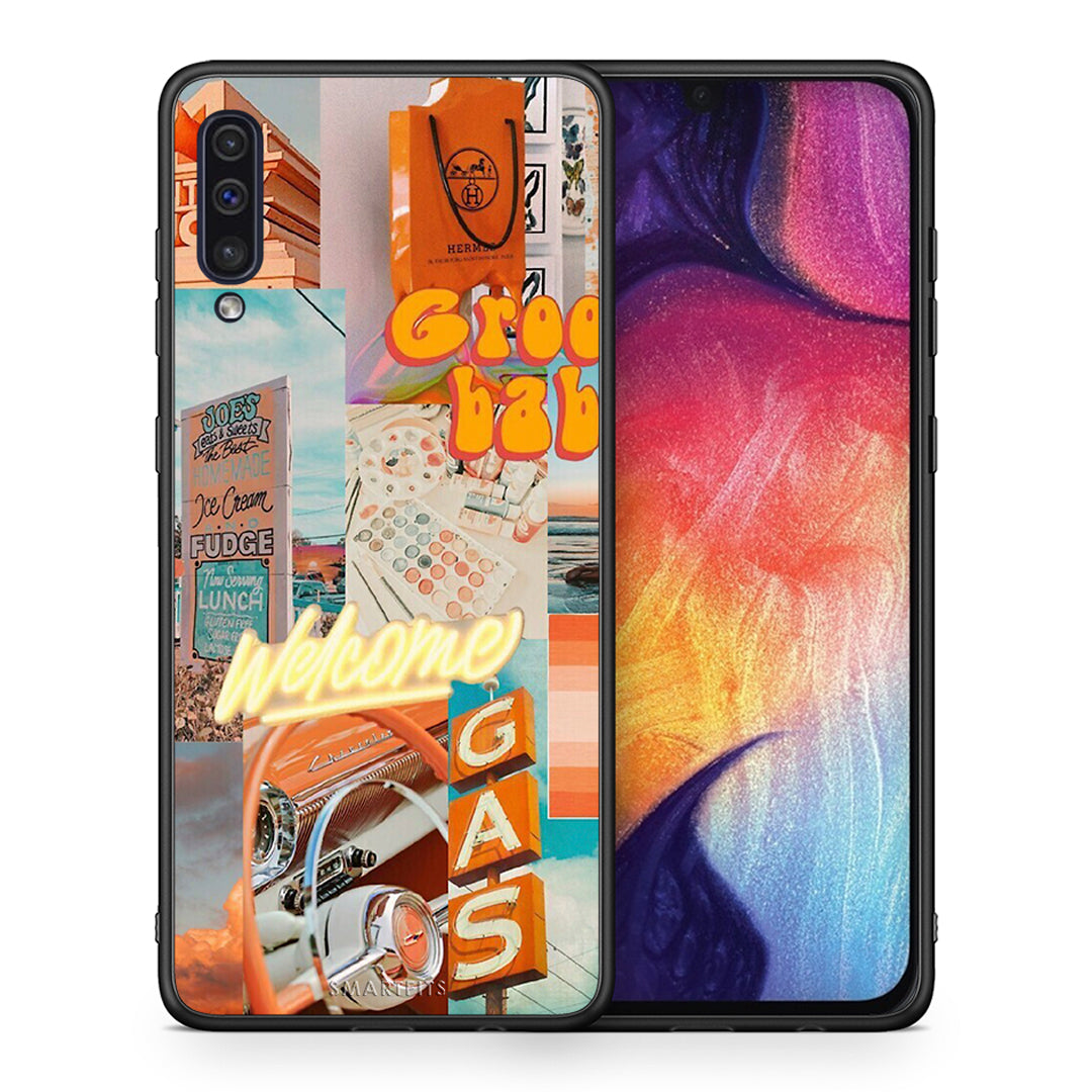 Θήκη Αγίου Βαλεντίνου Samsung A50 / A30s Groovy Babe από τη Smartfits με σχέδιο στο πίσω μέρος και μαύρο περίβλημα | Samsung A50 / A30s Groovy Babe case with colorful back and black bezels