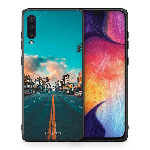 Θήκη Samsung A50/A30s City Landscape από τη Smartfits με σχέδιο στο πίσω μέρος και μαύρο περίβλημα | Samsung A50/A30s City Landscape case with colorful back and black bezels