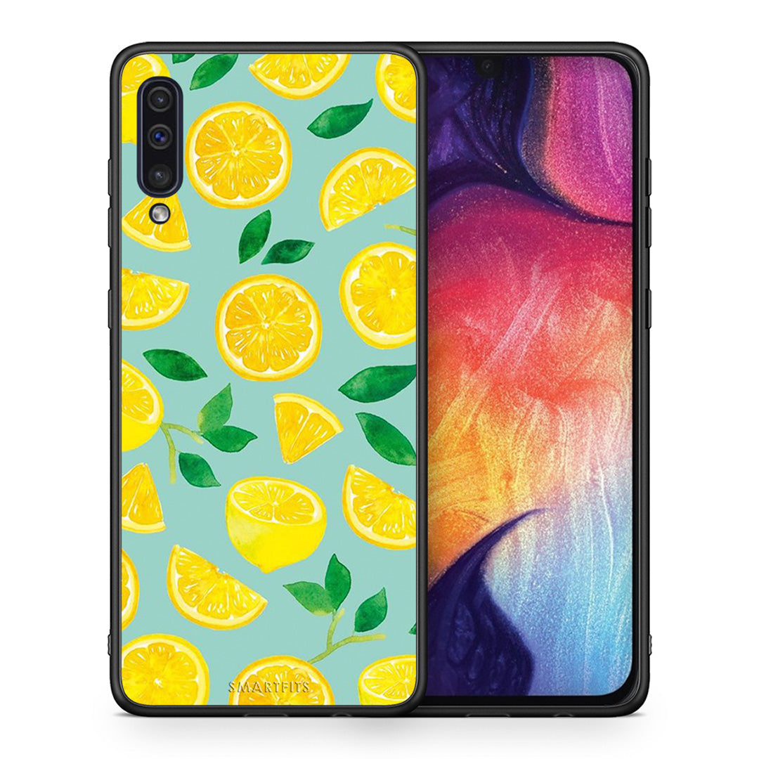 Θήκη Samsung A50/A30s Lemons από τη Smartfits με σχέδιο στο πίσω μέρος και μαύρο περίβλημα | Samsung A50/A30s Lemons case with colorful back and black bezels