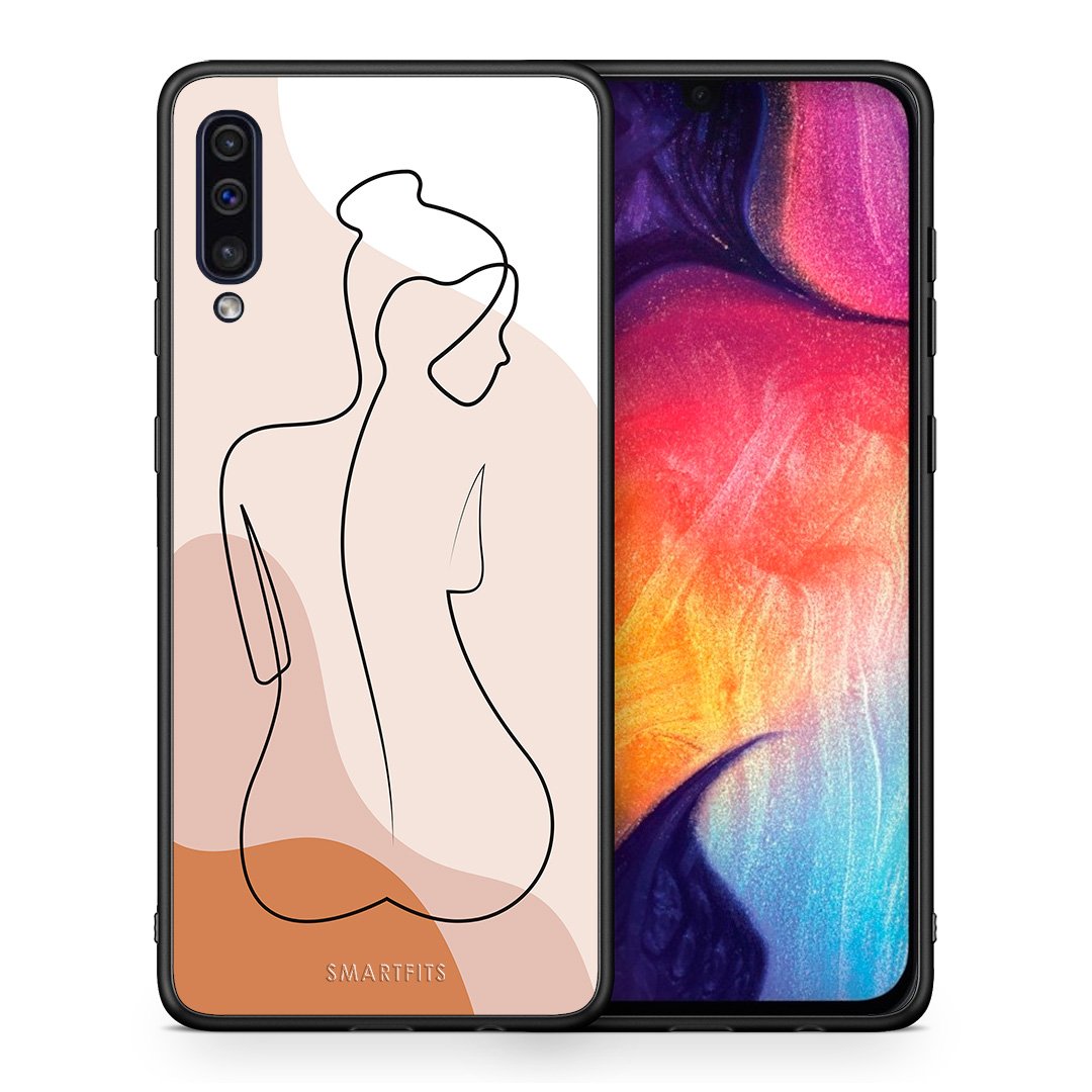 Θήκη Samsung A50/A30s LineArt Woman από τη Smartfits με σχέδιο στο πίσω μέρος και μαύρο περίβλημα | Samsung A50/A30s LineArt Woman case with colorful back and black bezels