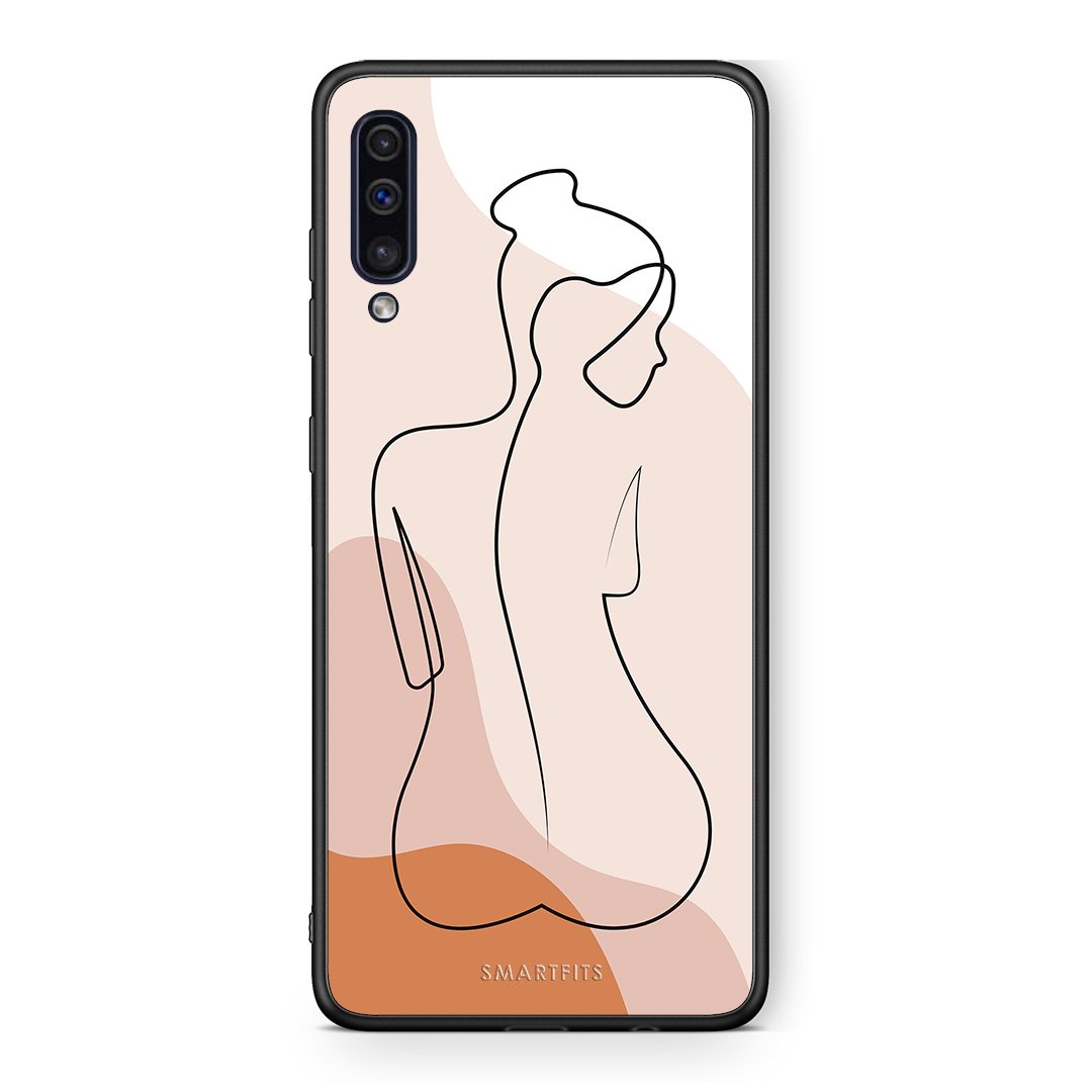samsung a50 LineArt Woman θήκη από τη Smartfits με σχέδιο στο πίσω μέρος και μαύρο περίβλημα | Smartphone case with colorful back and black bezels by Smartfits