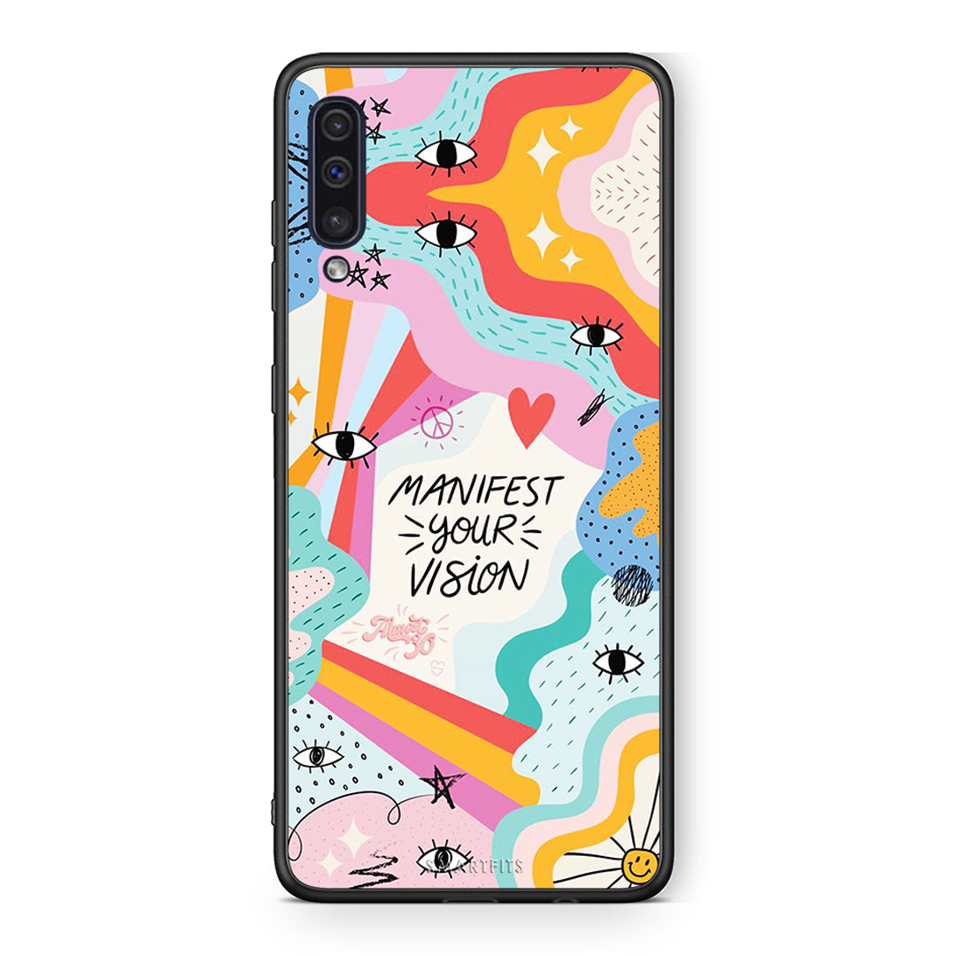 samsung a50 Manifest Your Vision θήκη από τη Smartfits με σχέδιο στο πίσω μέρος και μαύρο περίβλημα | Smartphone case with colorful back and black bezels by Smartfits