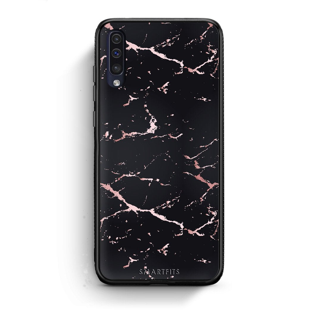 4 - samsung galaxy a50 Black Rosegold Marble case, cover, bumper