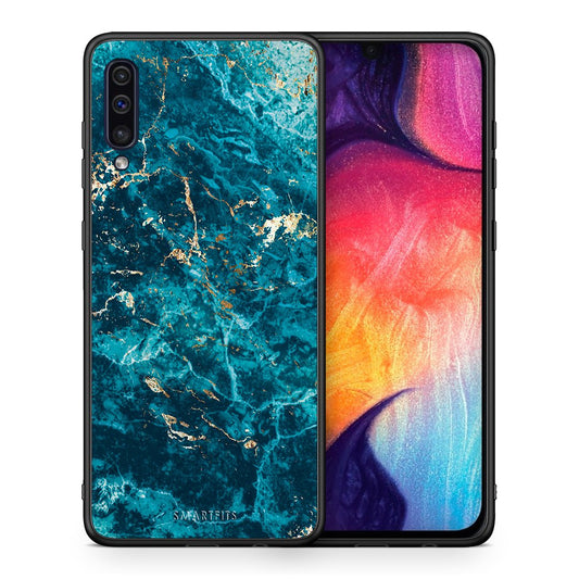 Θήκη Samsung A50/A30s Marble Blue από τη Smartfits με σχέδιο στο πίσω μέρος και μαύρο περίβλημα | Samsung A50/A30s Marble Blue case with colorful back and black bezels