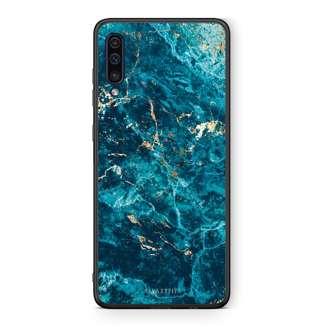 samsung a50 Marble Blue θήκη από τη Smartfits με σχέδιο στο πίσω μέρος και μαύρο περίβλημα | Smartphone case with colorful back and black bezels by Smartfits