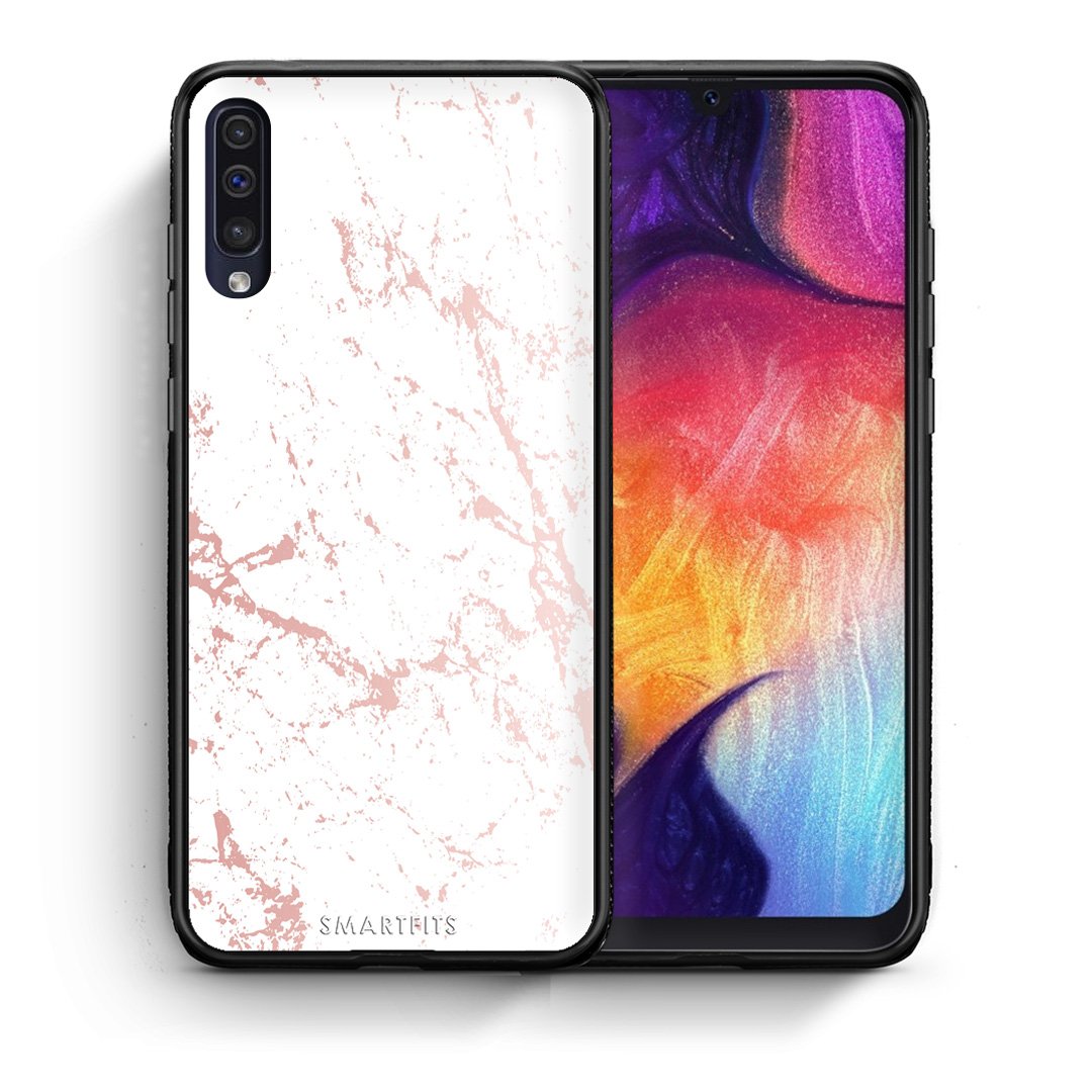 Θήκη Samsung A50/A30s Pink Splash Marble από τη Smartfits με σχέδιο στο πίσω μέρος και μαύρο περίβλημα | Samsung A50/A30s Pink Splash Marble case with colorful back and black bezels
