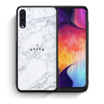 Θήκη Samsung A50/A30s Queen Marble από τη Smartfits με σχέδιο στο πίσω μέρος και μαύρο περίβλημα | Samsung A50/A30s Queen Marble case with colorful back and black bezels