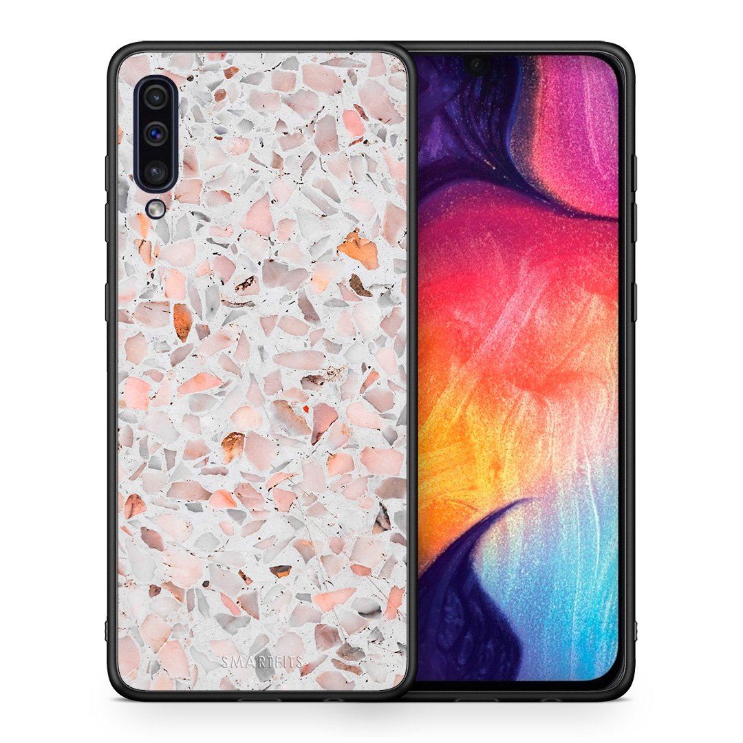 Θήκη Samsung A50/A30s Marble Terrazzo από τη Smartfits με σχέδιο στο πίσω μέρος και μαύρο περίβλημα | Samsung A50/A30s Marble Terrazzo case with colorful back and black bezels